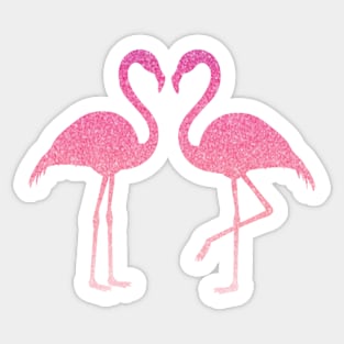 Pink Ombre Faux Glitter Flamingos Silhouette Sticker